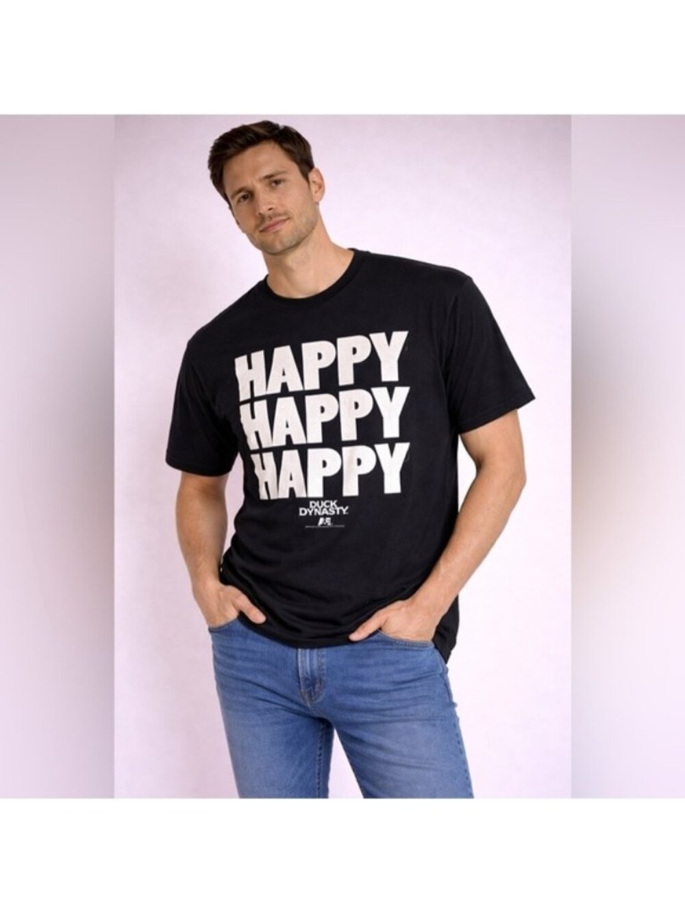 Duck Dynasty “Happy Happy Happy” Graphic T-Shirt XL Black A&E TV Show Tee
